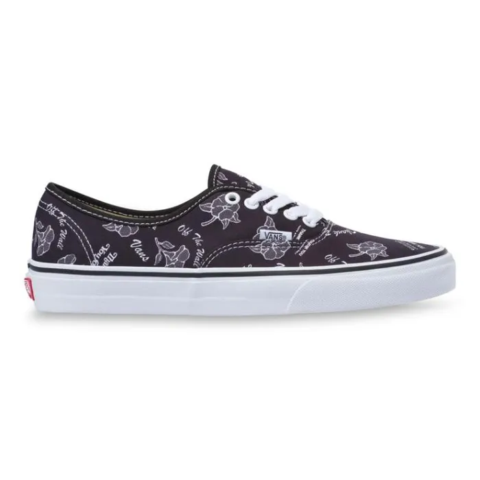 Vans Thank You Floral Authentic BlackTrue White MensWomens Classics Shoes Vans Thank You Floral Authentic BlackTrue White MensWomens Classics Shoes