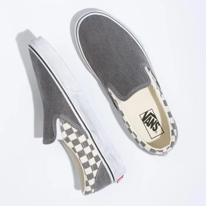 Vans Washed Classic SlipOn AsphaltTrue White MensWomens Classics Shoes Vans Washed Classic SlipOn AsphaltTrue White MensWomens Classics Shoes