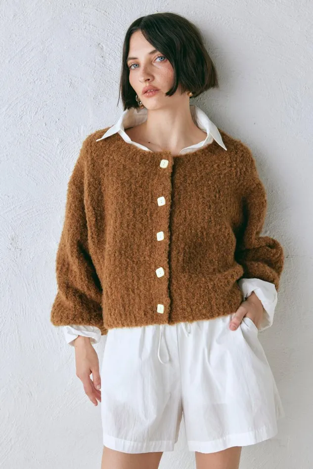 VRG GRL Elsie Knit Cardigan Copper Women Cardigans