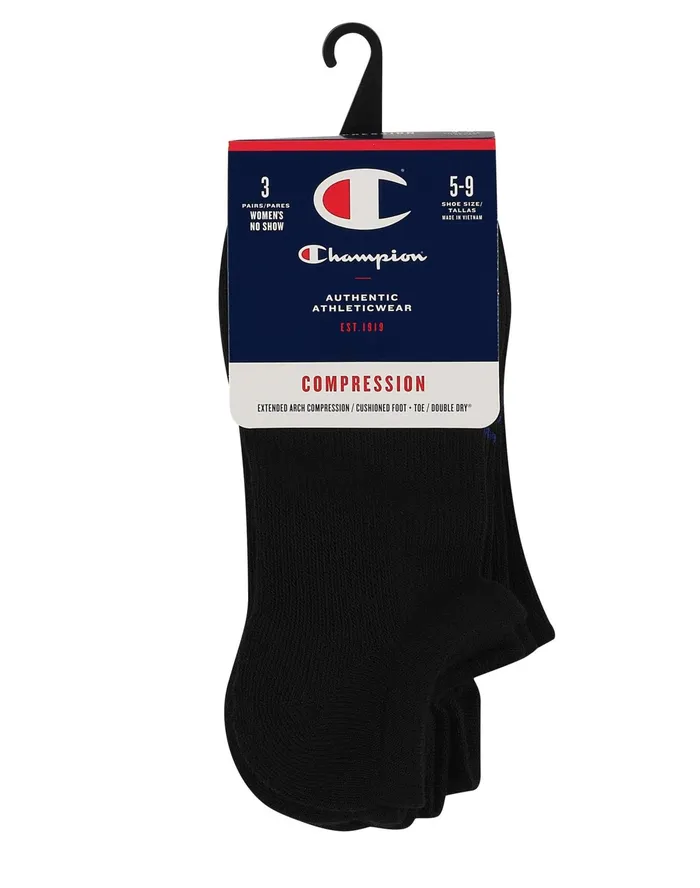 Women039S Compression NoShow Socks 3Pairs Black Women Champion Socks