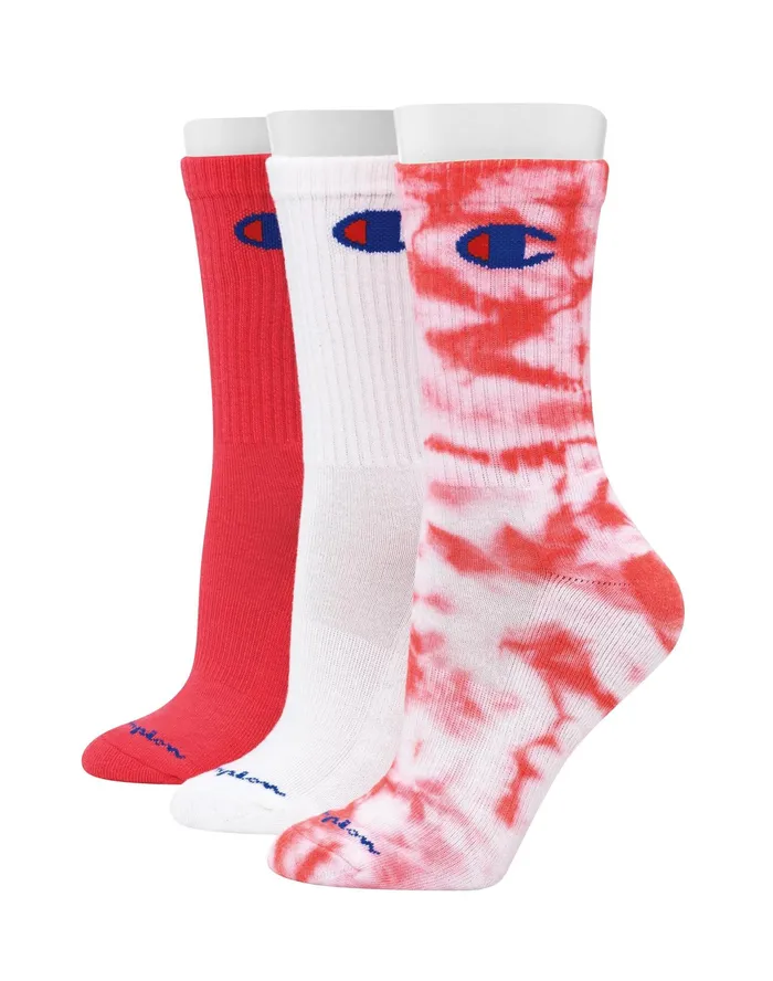 Women039S Crew Socks Asst TieDye 3Pairs Assorted Pinky Peach Women Champion Socks