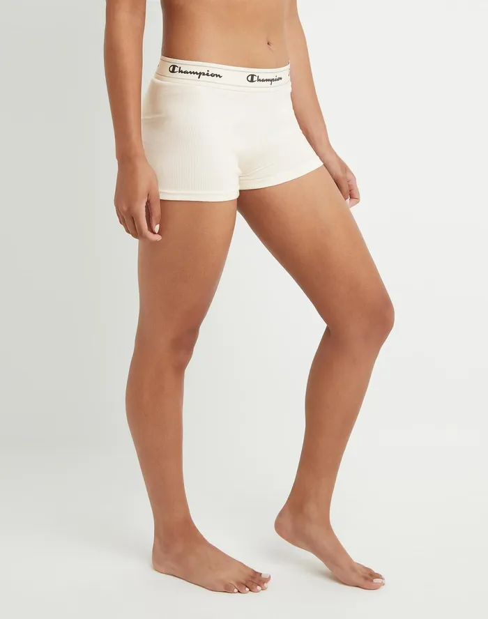 Women039S Heritage Boyshort Underwear Script Logo Chalk White Women Champion Underwear