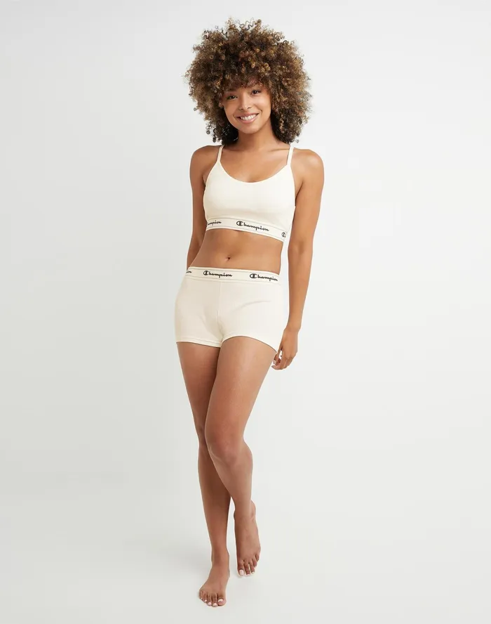Women039S Heritage Boyshort Underwear Script Logo Chalk White Women Champion Underwear