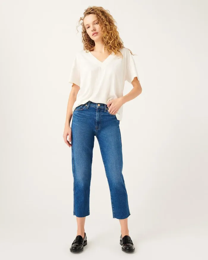 Women 7 For All Mankind Denim Luxe Vintage High Waist Cropped Straight In Lady Blue