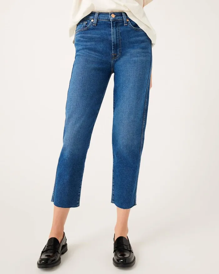 Women 7 For All Mankind Denim Luxe Vintage High Waist Cropped Straight In Lady Blue