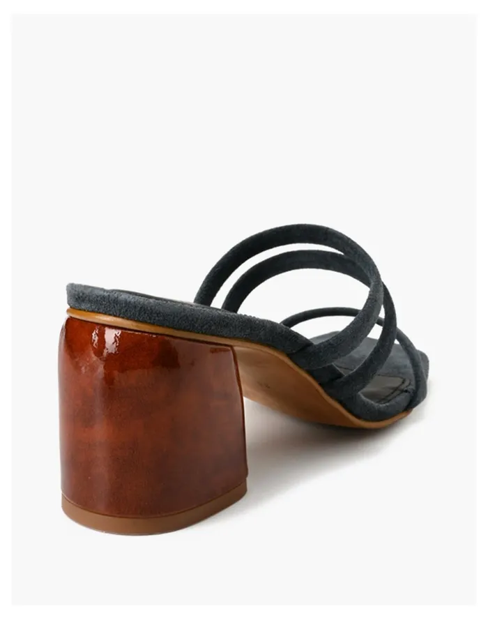 Women ALOHAS Suede Indiana Block Heel Sandals Grey Madewell Heels Women ALOHAS Suede Indiana Block Heel Sandals Grey Madewell Heels