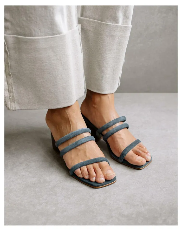 Women ALOHAS Suede Indiana Block Heel Sandals Grey Madewell Heels Women ALOHAS Suede Indiana Block Heel Sandals Grey Madewell Heels