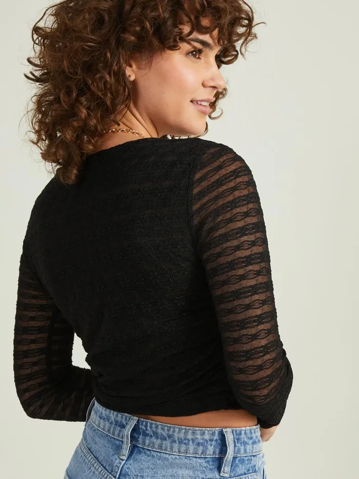 Women Altar039d State Blouses Alexis Long Sleeved Mesh Top Black
