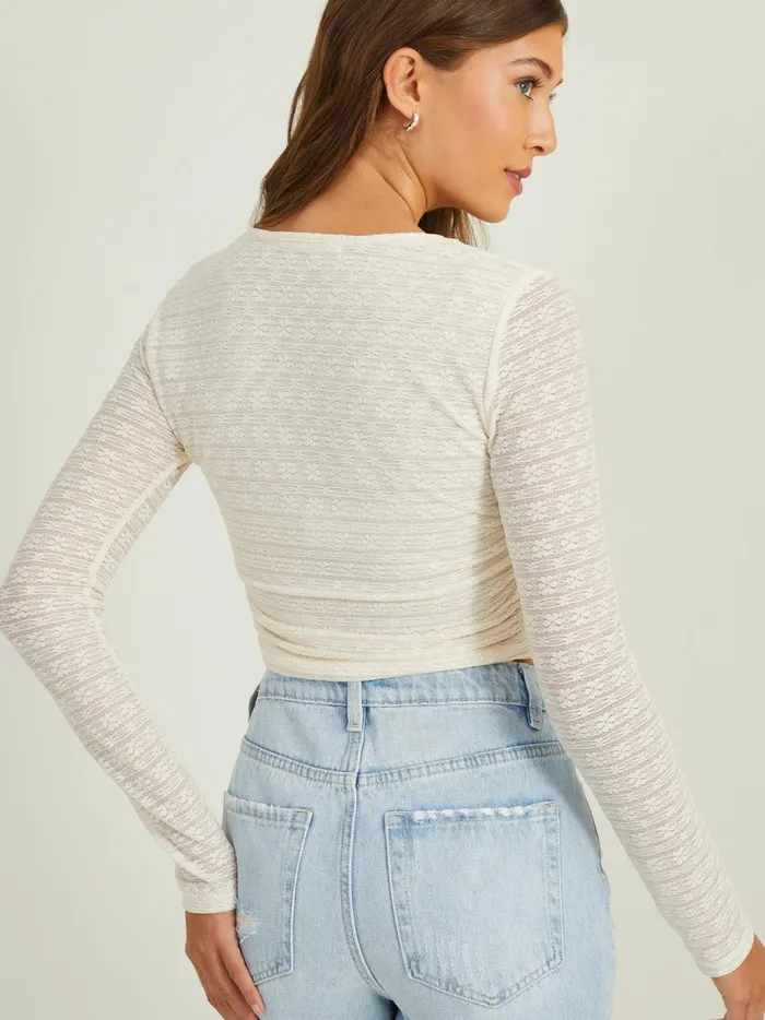 Women Altar039d State Blouses Alexis Long Sleeved Mesh Top Ivory