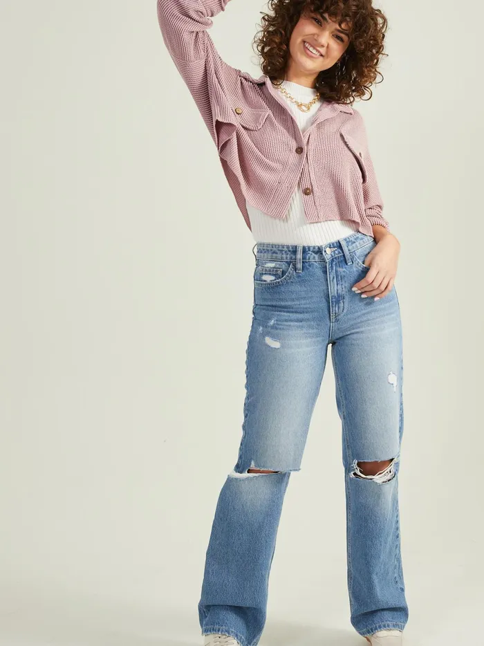Women Altar039d State Blouses Brooke Cropped Button Top Lilac