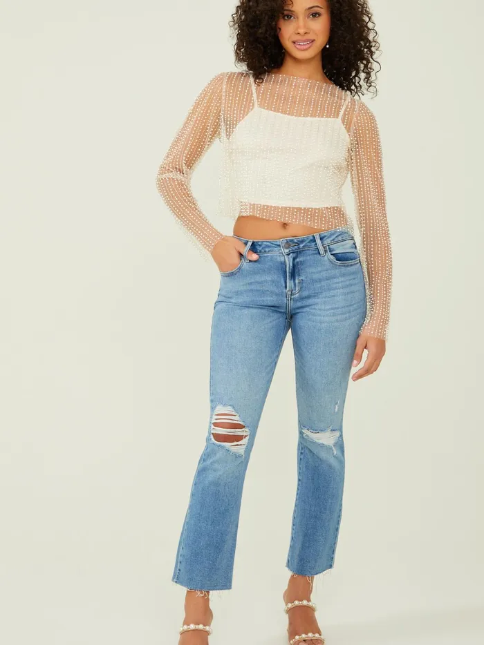 Women Altar039d State Blouses Maison Sheer Beaded Top Cream