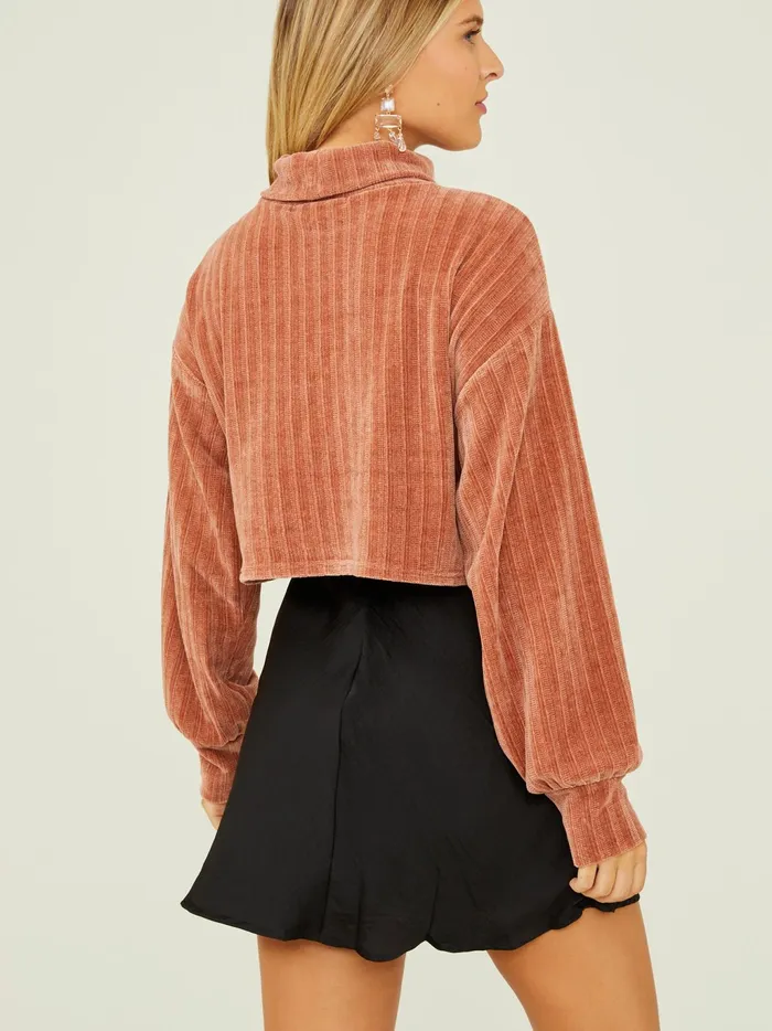 Women Altar039d State Blouses Margot Ribbed Turtleneck Top Russet