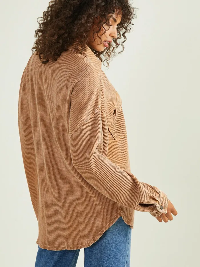 Women Altar039d State Blouses Neva Thermal Button Down Top Brown