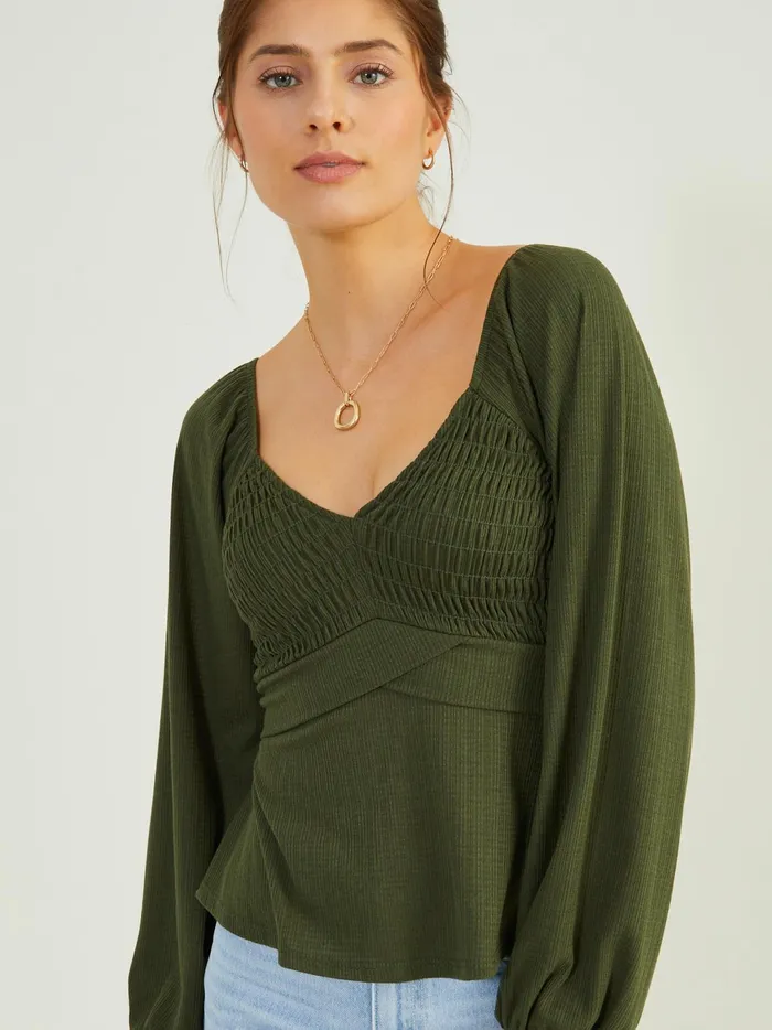 Women Altar039d State Blouses Sophie Crossover Peplum Top Olive