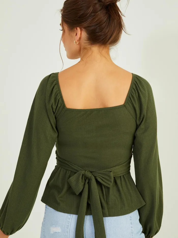 Women Altar039d State Blouses Sophie Crossover Peplum Top Olive