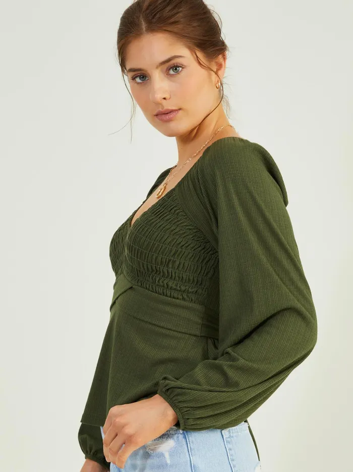 Women Altar039d State Blouses Sophie Crossover Peplum Top Olive