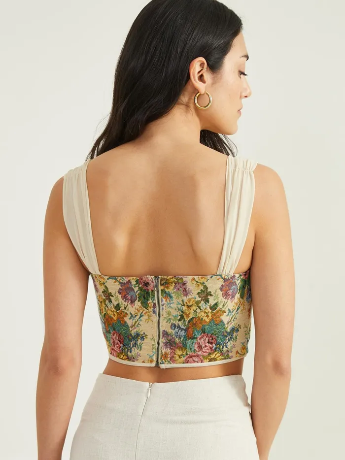 Women Altar039d State Corsets Floral Tapestry Corset Top Natural