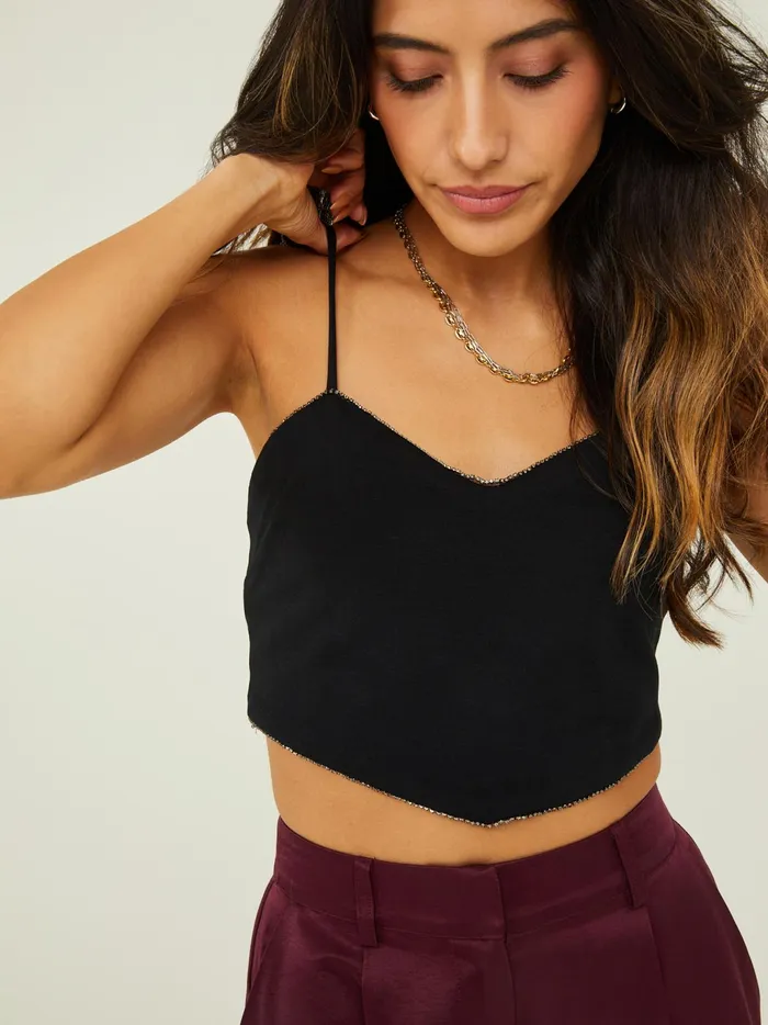 Women Altar039d State Crops Nicole Rhinestone Tank Black