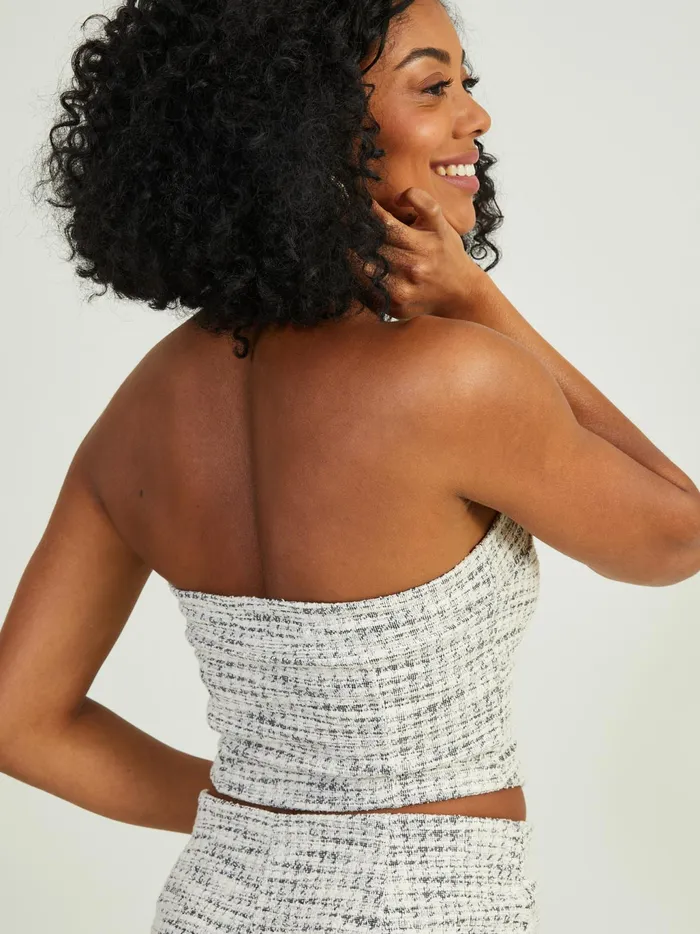 Women Altar039d State Crops Steele Tweed Tube Top Black
