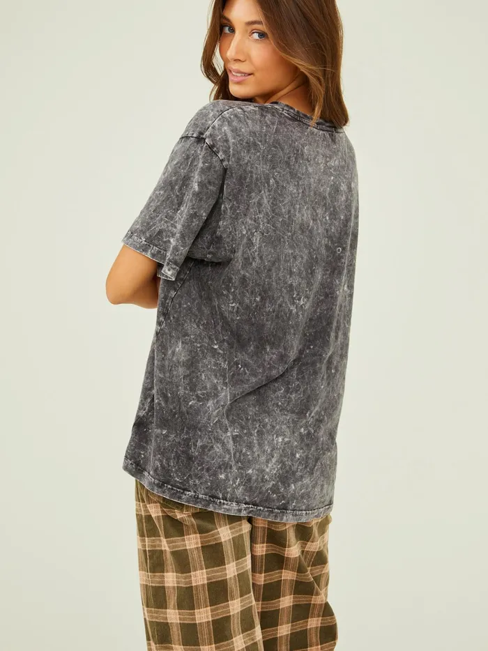 Women Altar039d State Graphics Nashville Acid Wash Tee Black