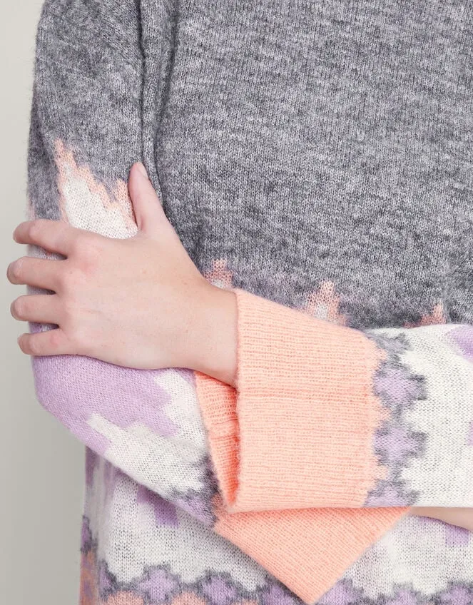 Women Ami AztecInspired Jumper Grey Monsoon Casualwear