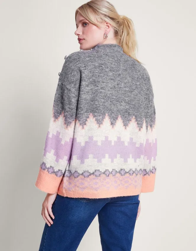 Women Ami AztecInspired Jumper Grey Monsoon Casualwear