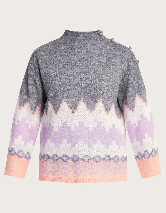 Women Ami AztecInspired Jumper Grey Monsoon Casualwear
