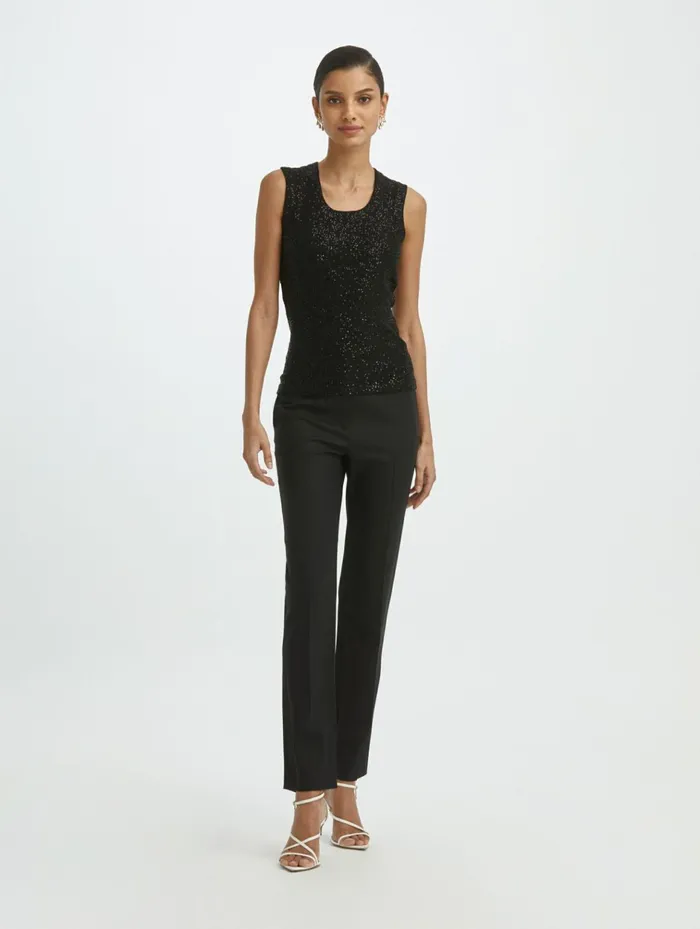 Women Blouses and Knits Oscar De La Renta Silk Scoop Neck Tank Black