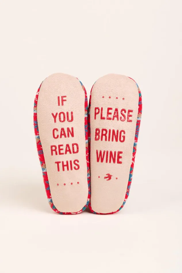 Women Brakeburn Slippers Red Please Bring Wine Slipper Socks