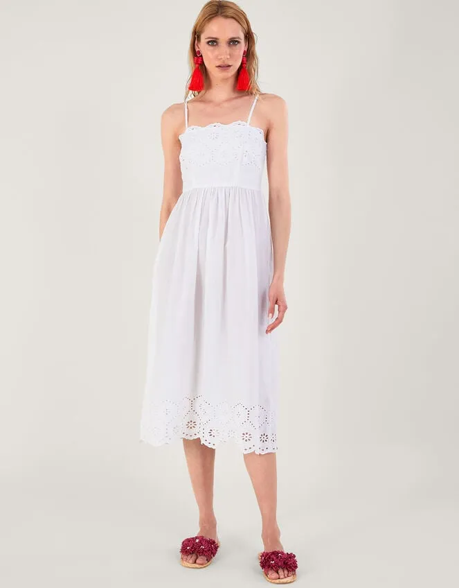 Women Broderie Neck And Hem Cami Dress White Monsoon Dresses