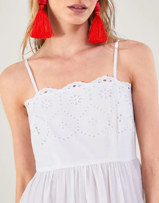 Women Broderie Neck And Hem Cami Dress White Monsoon Dresses
