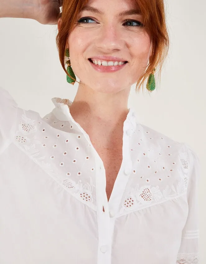 Women Bronwyn Broderie Pintuck Embroidered Blouse White Monsoon Tops and Blouses