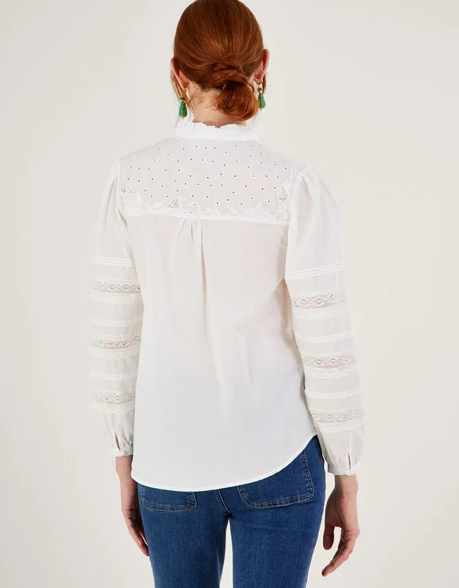 Women Bronwyn Broderie Pintuck Embroidered Blouse White Monsoon Tops and Blouses