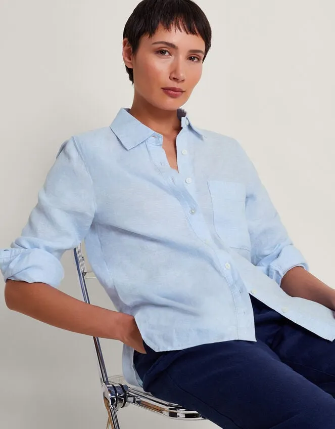 Women Charlie Longline Linen Shirt Blue Monsoon Casualwear