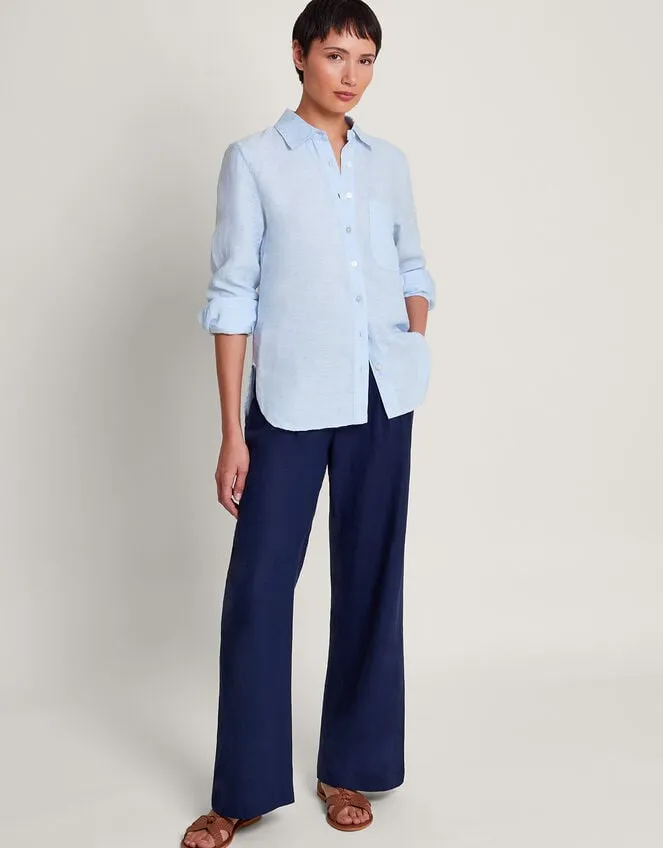 Women Charlie Longline Linen Shirt Blue Monsoon Casualwear