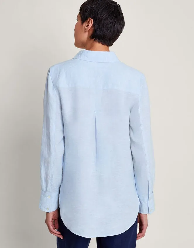 Women Charlie Longline Linen Shirt Blue Monsoon Casualwear