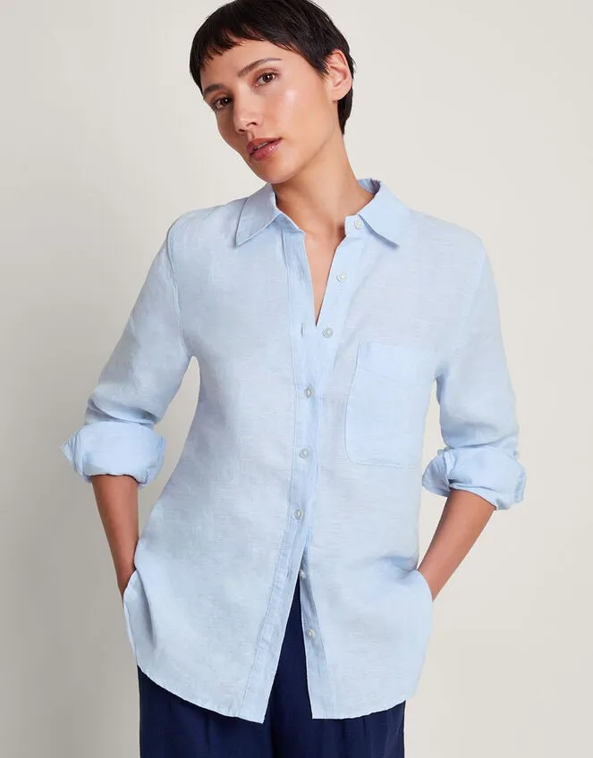 Women Charlie Longline Linen Shirt Blue Monsoon Casualwear