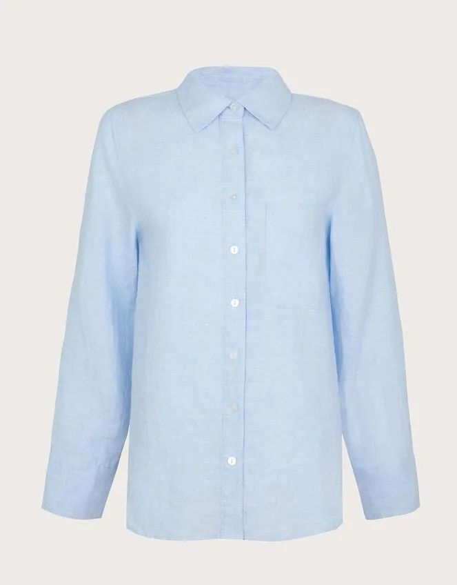Women Charlie Longline Linen Shirt Blue Monsoon Casualwear