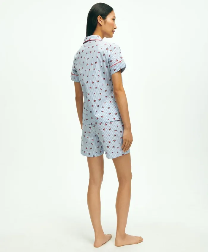Women Cotton Poplin Floral Pajama Set Multi Brooks Brothers Pajamas and Sleepwear