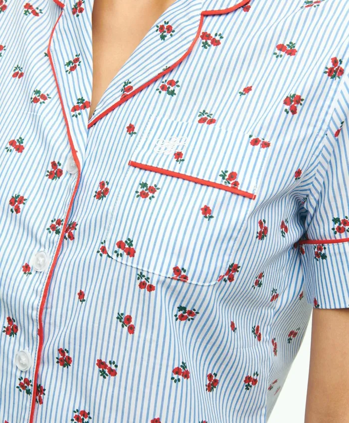 Women Cotton Poplin Floral Pajama Set Multi Brooks Brothers Pajamas and Sleepwear