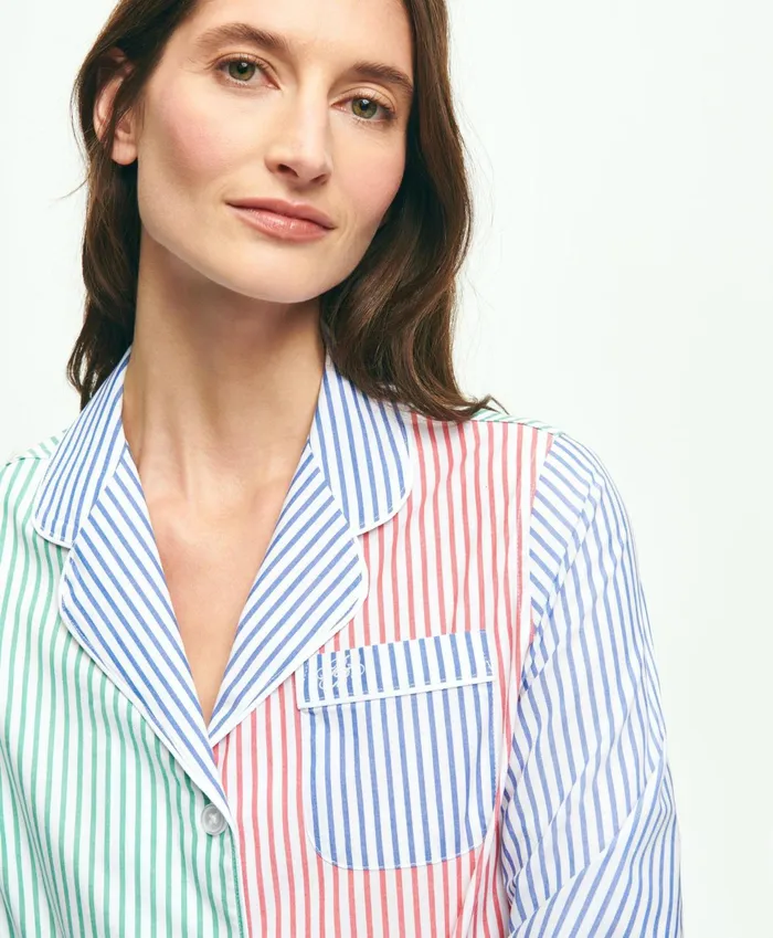 Women Cotton Poplin Fun Pajama Set Multi Brooks Brothers Pajamas and Sleepwear