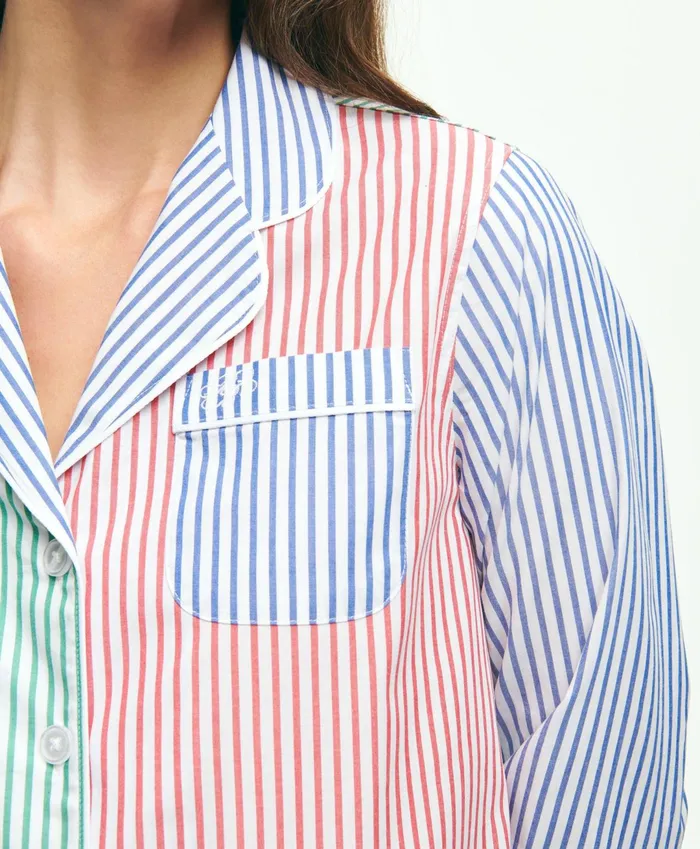 Women Cotton Poplin Fun Pajama Set Multi Brooks Brothers Pajamas and Sleepwear