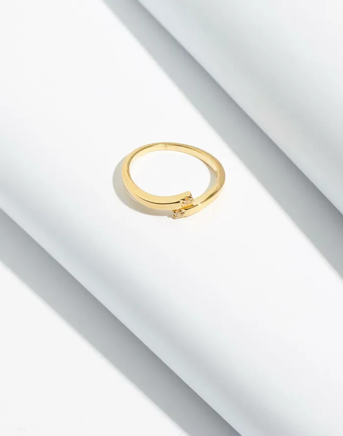 Women Delicate Collection Demi Fine White Topaz Open Ring White Topaz Madewell 14K GoldPlated Women Delicate Collection Demi Fine White Topaz Open Ring White Topaz Madewell 14K GoldPlated