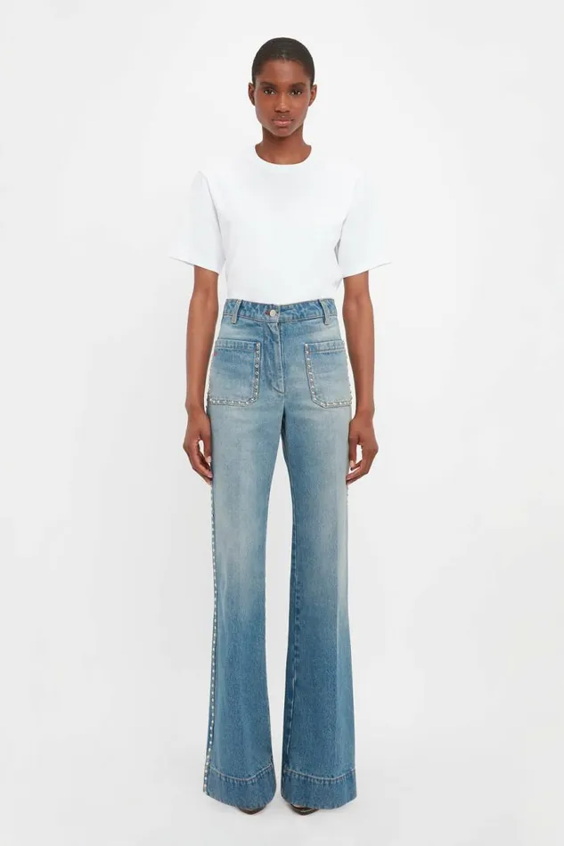 Women Denim Victoria Beckham Alina High Waisted Jean In Vintage Wash