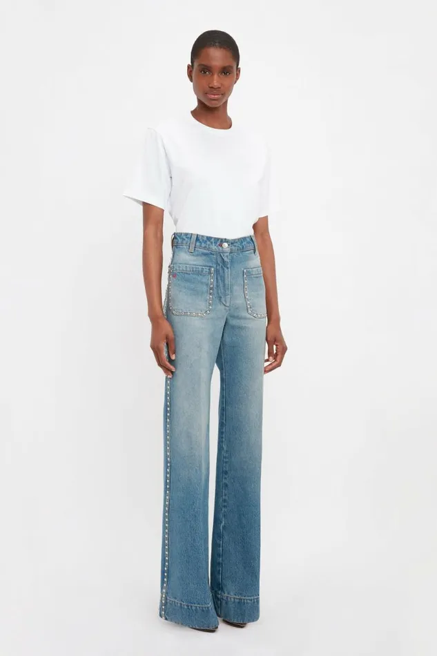 Women Denim Victoria Beckham Alina High Waisted Jean In Vintage Wash