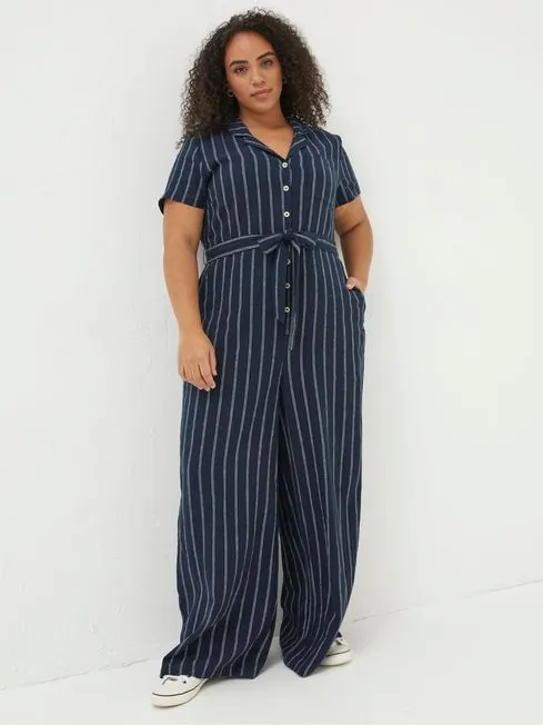 Women Fatface Jumpsuits and Playsuits Blue Acre Stripe Linen Blend Jumpsuit Women Fatface Jumpsuits and Playsuits Blue Acre Stripe Linen Blend Jumpsuit