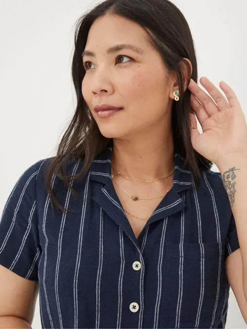 Women Fatface Jumpsuits and Playsuits Blue Acre Stripe Linen Blend Jumpsuit Women Fatface Jumpsuits and Playsuits Blue Acre Stripe Linen Blend Jumpsuit