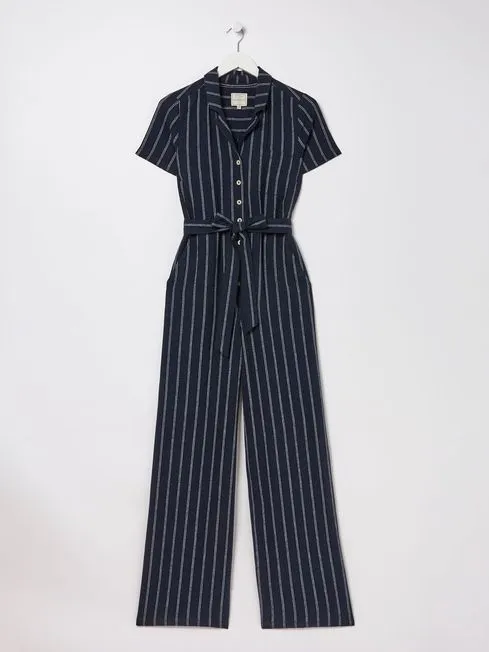 Women Fatface Jumpsuits and Playsuits Blue Acre Stripe Linen Blend Jumpsuit Women Fatface Jumpsuits and Playsuits Blue Acre Stripe Linen Blend Jumpsuit