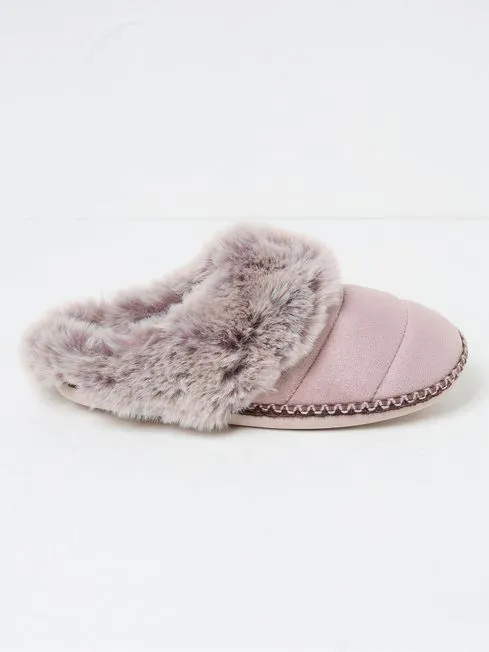 Women Fatface Loungewear Maia Oatmeal Quilted Mule Slippers