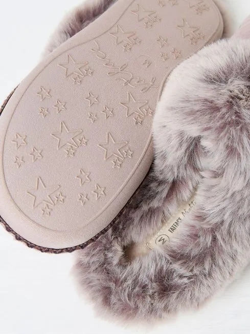 Women Fatface Loungewear Maia Oatmeal Quilted Mule Slippers